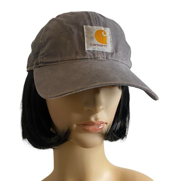 Carhartt Distressed Trucker Snapback Hat Gray Canvas Mesh Baseball Cap Unisex - Picture 11 of 11
